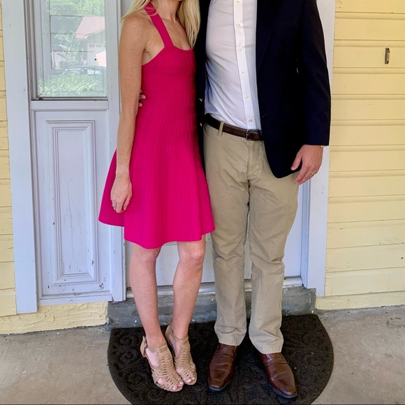 Shoshanna Hot Pink Knit Fit and Flare Dress - Picture 1 of 6